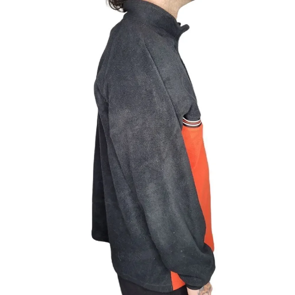 VINTAGE 90s fleece FILA black‎ and red color block quarter zip jacket unisex XL